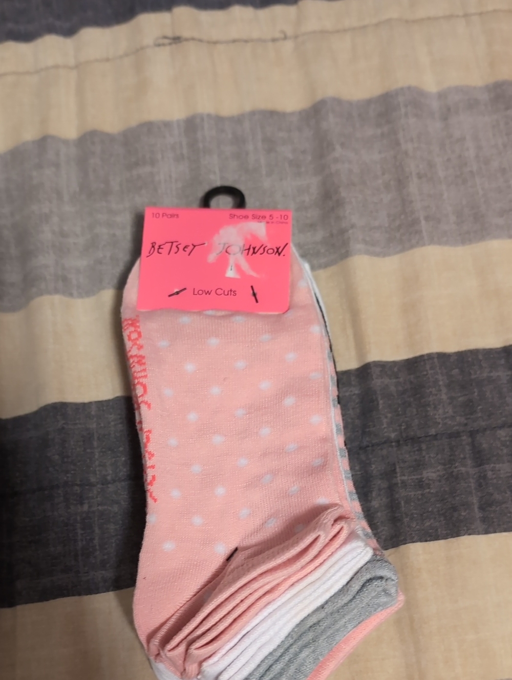 Betsey Johnson Women's Low Cut  Polka Dot No-Show Socks - 10 Pack New